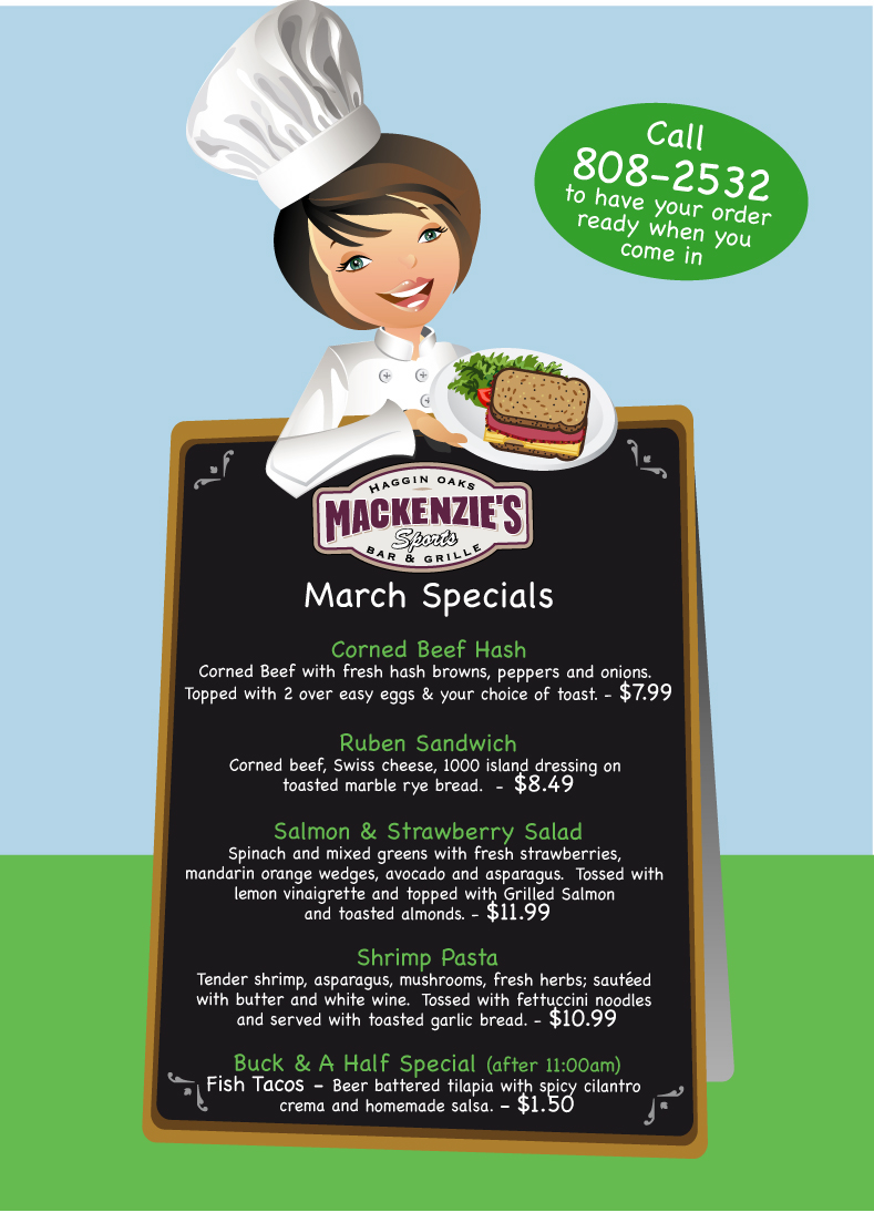 Hungry? Check out MacKenzie’s March Food Specials - Haggin Oaks