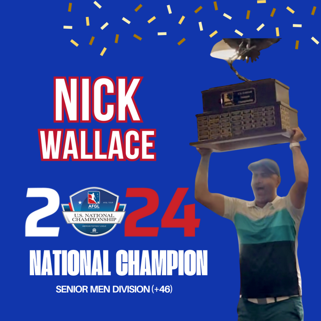 Nick Wallace holding trophy over head