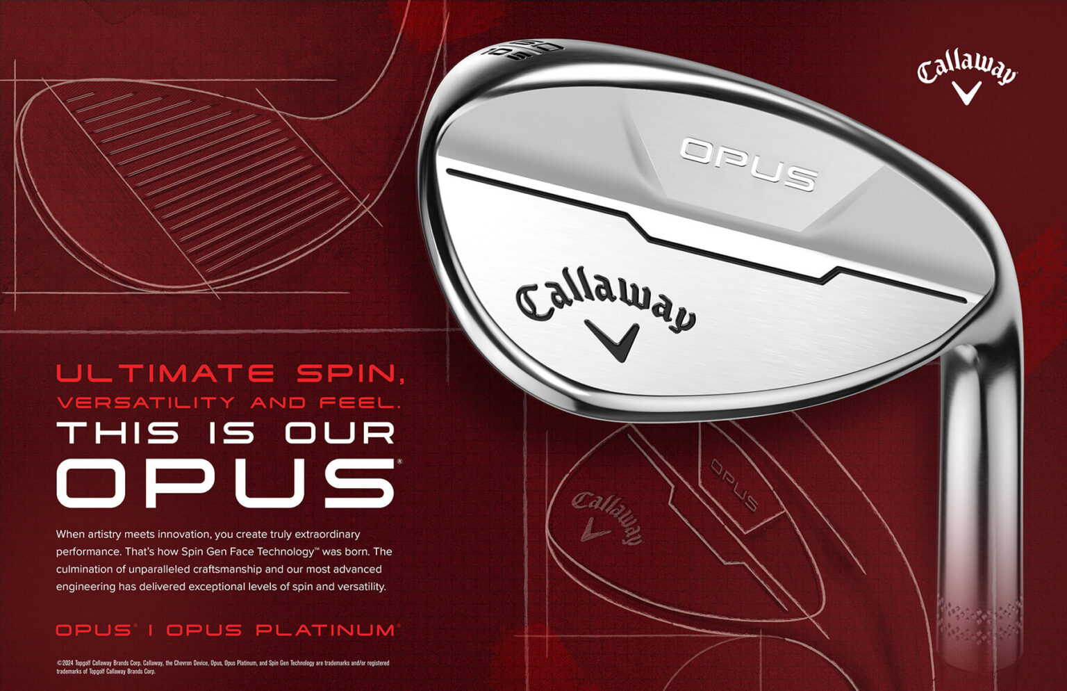 Chrome Opus Wedge Face on Red Backgournd