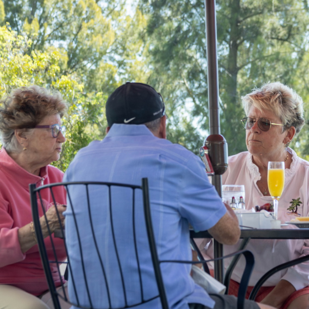 People having lunch on patio