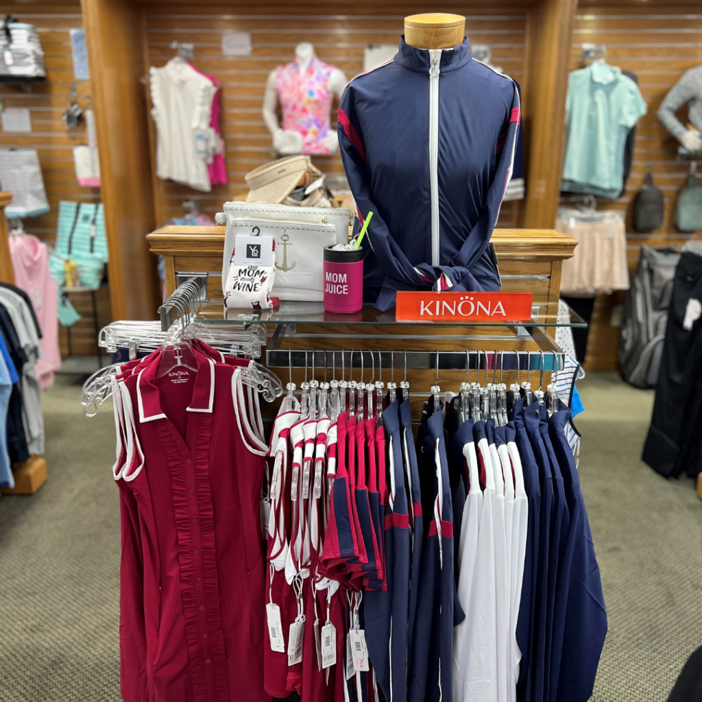 Kinona collection hanging in The Haggin Oaks Golf Super Shop